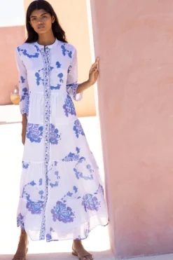 3/4 Button Maxi- Portofino Blue