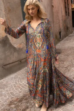 Balloon Sleeve Maxi- Persia Cobalt