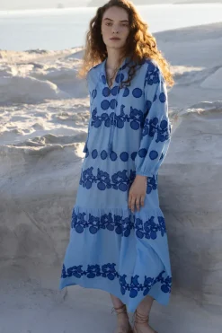 Balloon Sleeve Maxi- Tangier Blue