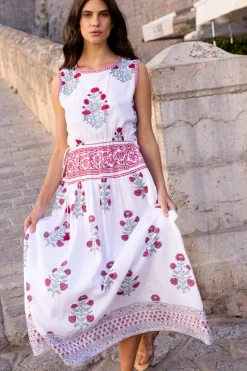 Sleeveless Piped Maxi- Napa Red